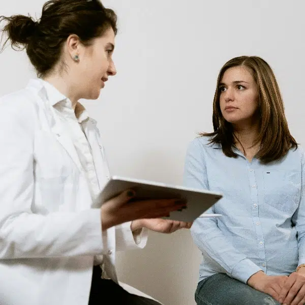 A pregnant woman consults the healthcare