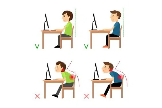 Correct and InCorrect Back Sitting Position