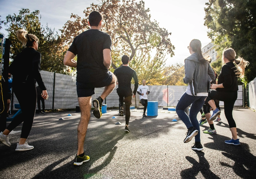 people working out with compression gear