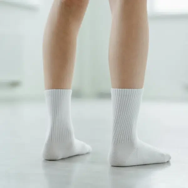 A person in compression socks